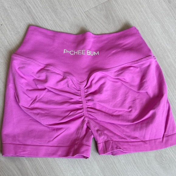 Pcheebum V Cut Scrunch Butt Pink Workout Shorts - Picture 1 of 4